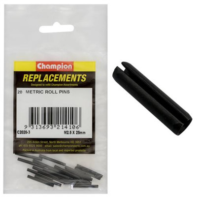 Champion 2.5 x 25mm Metric Roll Pin -20pk