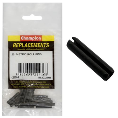 Champion 4.0 x 25mm Metric Roll Pin -20pk