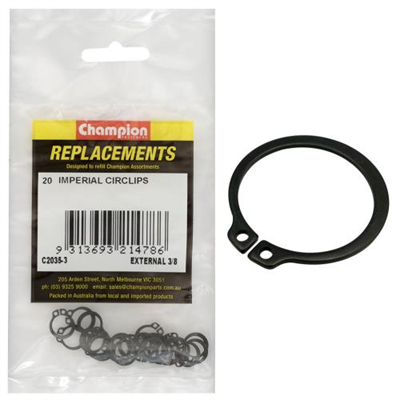 Champion 3/8in Imperial External Circlip -20pk