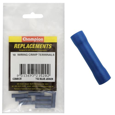 Champion Crimp Terminal Butt Splice Connectors Blue - 10pk
