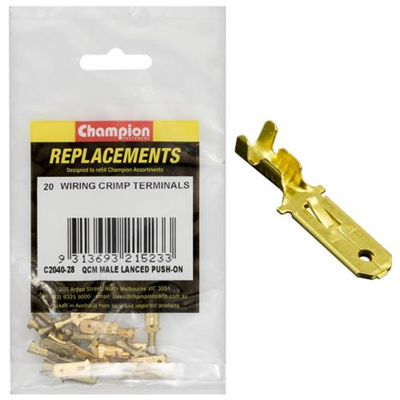 Champion Crimp Terminals Male Lanced Push On - 20pk