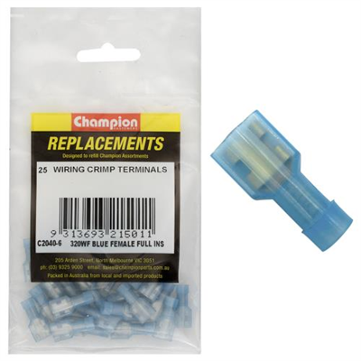 Champion Crimp Terminals Blade Female Fully Insulated 6.3mm