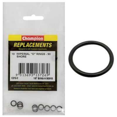 Champion 1/8in(Tube Ref) x.239(I.D) x.064 (Sec.) O-Ring-10pk