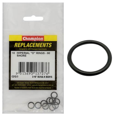 Champion 3/16in(Tube Ref) x.301(I.D) x.064(Sec.) O-Ring-10pk