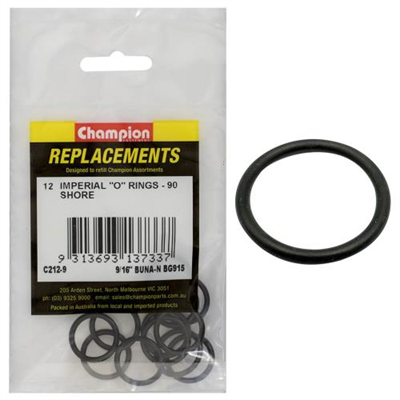 Champion 9/16in(Tube Ref) x.755(I.D) x.097(Sec.) O-Ring-12pk