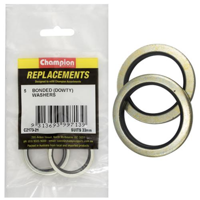 Champion Bonded Seal Washer (Dowty) 33mm -5pk