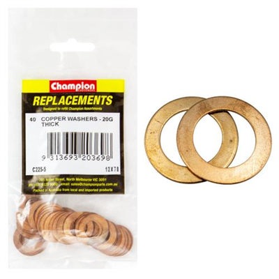 Champion 1/2in x 7/8in x 20G Copper Washer -40pk