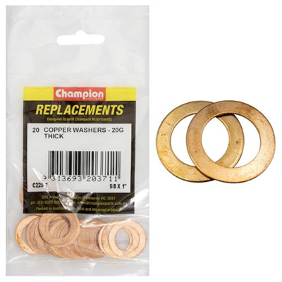 Champion 5/8in x 1in x 20G Copper Washer -20pk