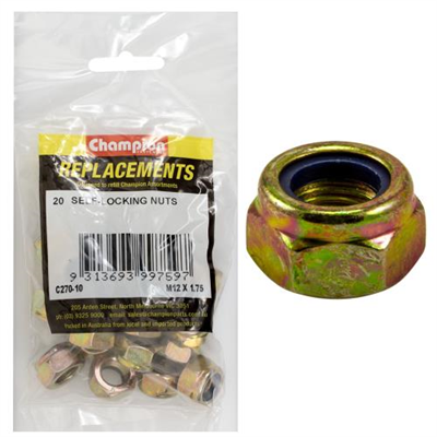 Champion M12 x 1.75 Self Locking Nut (Iso) -20pk