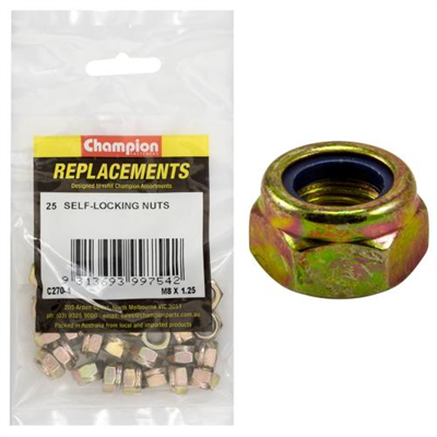 Champion M8 x 1.25 Self Locking Nut (Iso) -25pk