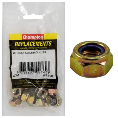Champion M10 x 1.00 Self Locking Nut (Fine) -20pk