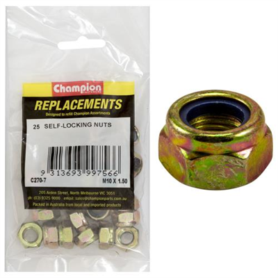 Champion M10 x 1.50 Self Locking Nut (Iso) -25pk