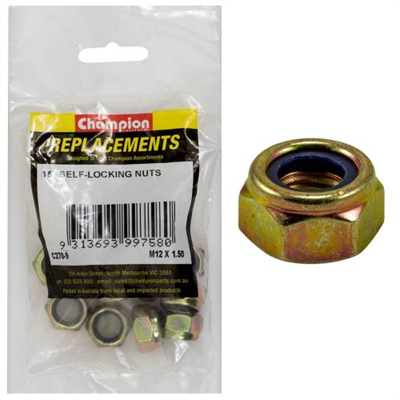 Champion M12 x 1.50 Self Locking Nut (Fine) -15pk