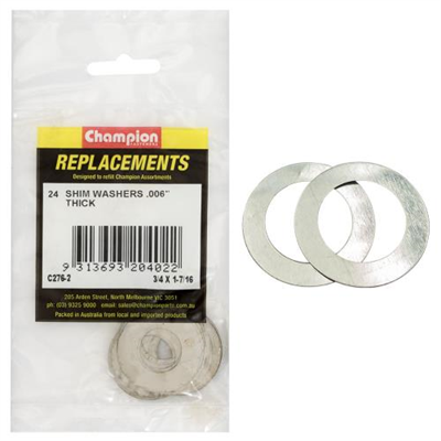 Champion 3/4in x 1-7/16in x 0.006in Shim Washer -24pk****
