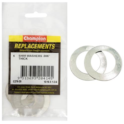 Champion 15/16in x 1-3/4in x 0.006in Shim Washer -6pk****