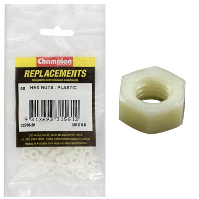Champion M5 x 0.8 Hex Nut -Nylon -50pk