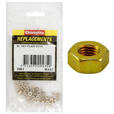Champion M4 x 0.7 Plain Hex Nut -50pk