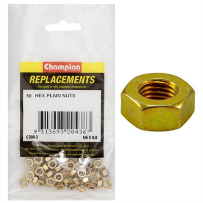 Champion M5 x 0.8 Plain Hex Nut -50pk