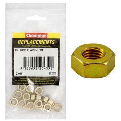 Champion M8 x 1.25 Plain Hex Nut -15pk