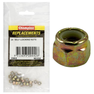 Champion M5 x 0.8 Nylon insert Self-Locking Nut -20pk