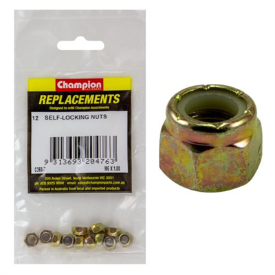 Champion M6 x 1.00 Nylon insert Self-Locking Nut -12pk