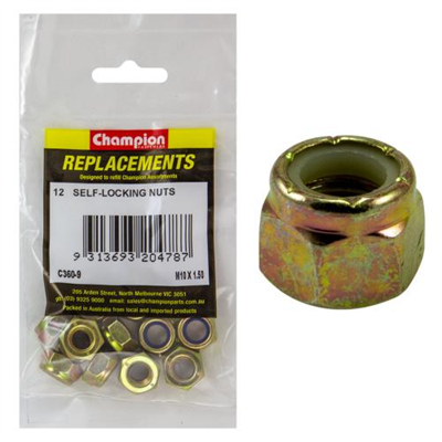 Champion M10 x 1.50 Nylon insert Self-Locking Nut -12pk