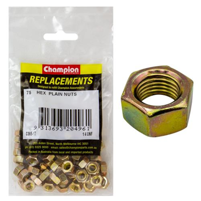 Champion 1/4in UNF Hexagon Nut -75pk