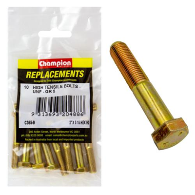 Champion 5/16in x 2in UNF Bolt -Gr5 -10pk