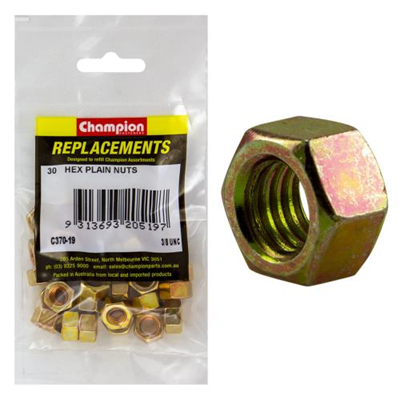 Champion 3/8in UNC Hexagon Nut -30pk