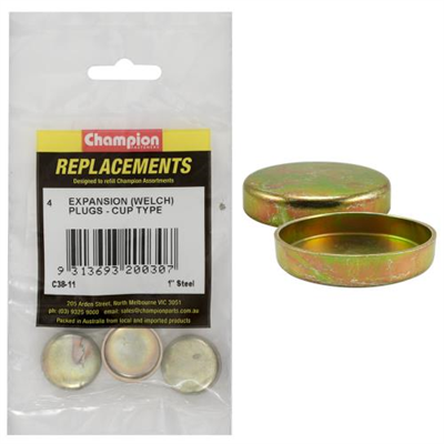 Champion 1in Steel Expansion (Frost) Plug -Cup Type -4pk**
