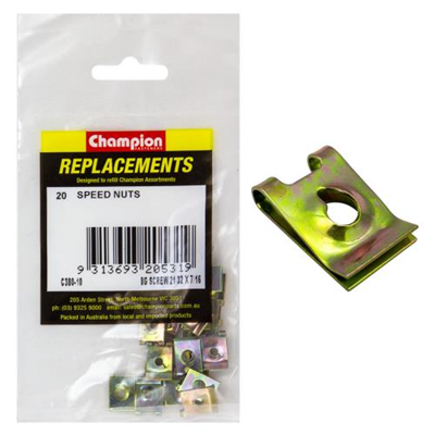 Champion 17 x 11.5 x 3.7mm Captive U-Type Speed Nut-20pk