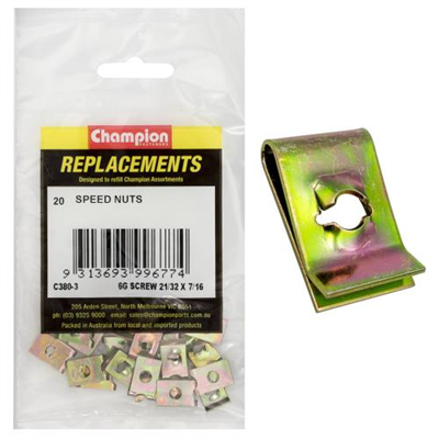 Champion 16.6 x 10.95 x 3.5mm Captive U-Type Speed Nut-20pk
