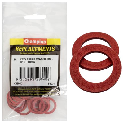Champion 3/4in x 1in x 1/16in Red Fibre Washer -20pk