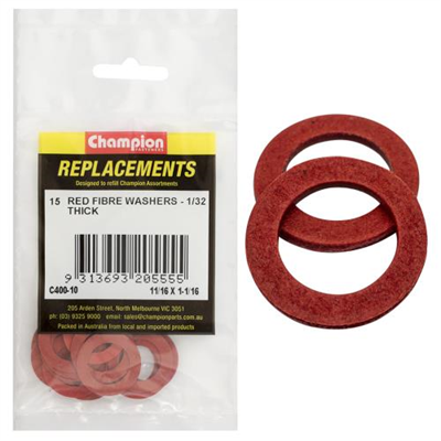 Champion 11/16in x 1-1/16in x 1/32in Red Fibre Washer -15pk