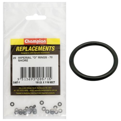 Champion 1/8in (I.D.) x 1/16in Imperial O-Ring -20pk