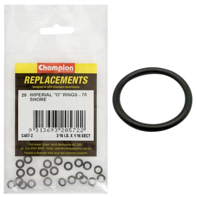 Champion 3/16in (I.D.) x 1/16in Imperial O-Ring -20pk