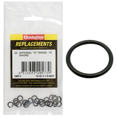 Champion 1/4in (I.D.) x 1/16in Imperial O-Ring -20pk