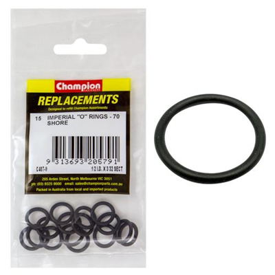 Champion 1/2in (I.D.) x 3/32in Imperial O-Ring -15pk