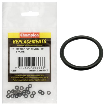 Champion 3mm (I.D.) x 2mm Metric O-Ring -20pk