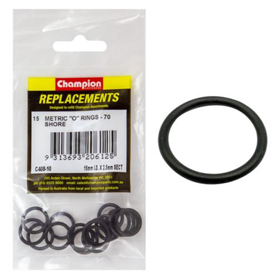 Champion 15mm (I.D.) x 2.5mm Metric O-Ring -15pk