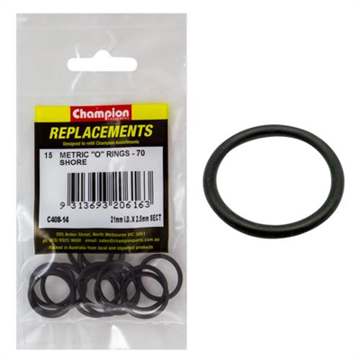 Champion 21mm (I.D.) x 2.5mm Metric O-Ring -15pk