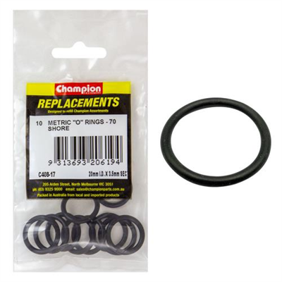 Champion 20mm (I.D.) x 3.5mm Metric O-Ring -10pk