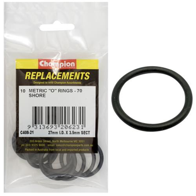 Champion 27mm (I.D.) x 3.5mm Metric O-Ring -10pk