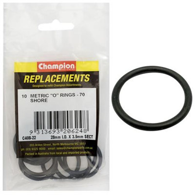 Champion 28mm (I.D.) x 3.5mm Metric O-Ring -10pk