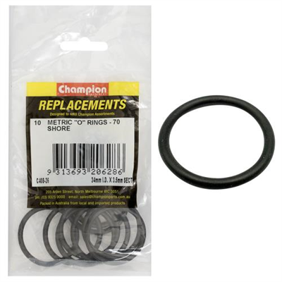 Champion 34mm (I.D.) x 3.5mm Metric O-Ring -10pk