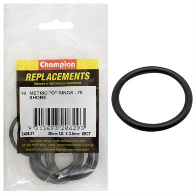 Champion 36mm (I.D.) x 3.5mm Metric O-Ring -10pk