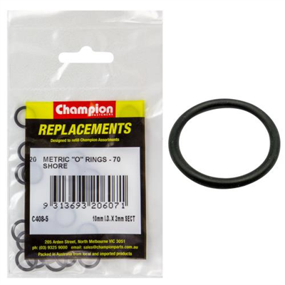 Champion 10mm (I.D.) x 2mm Metric O-Ring -20pk