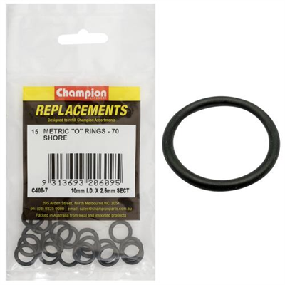 Champion 10mm (I.D.) x 2.5mm Metric O-Ring -15pk