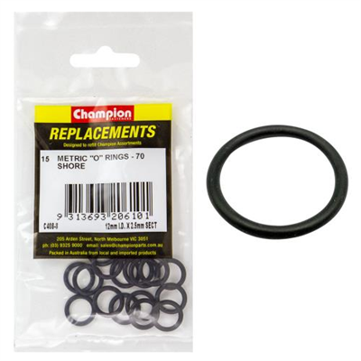 Champion 12mm (I.D.) x 2.5mm Metric O-Ring -15pk