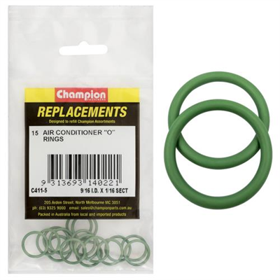 Champion 9/16in (I.D) x 1/16in Air Cond. (Hmbr) O-Rings-15pk